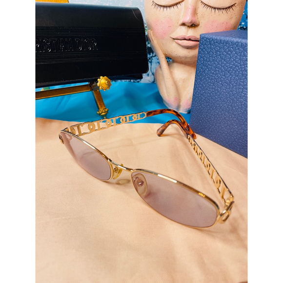 Women's Dior Sunglasses Frames and Case Gold and Brown Preowned RX Lenses - Picture 2 of 7